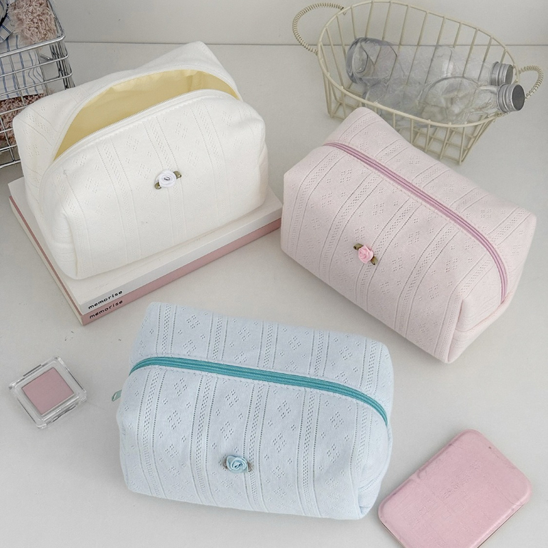 Bolsa de maquillaje Floral con - Korean Skincare Routine reseña y precio