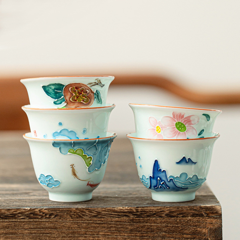 Taza de té de Kung Fu pintada  - Celadon Ceramic Cup reseña y precio