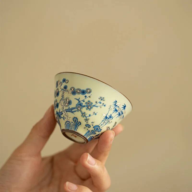 Taza de té de cerámica azul y  - Celadon Ceramic Cup reseña y precio